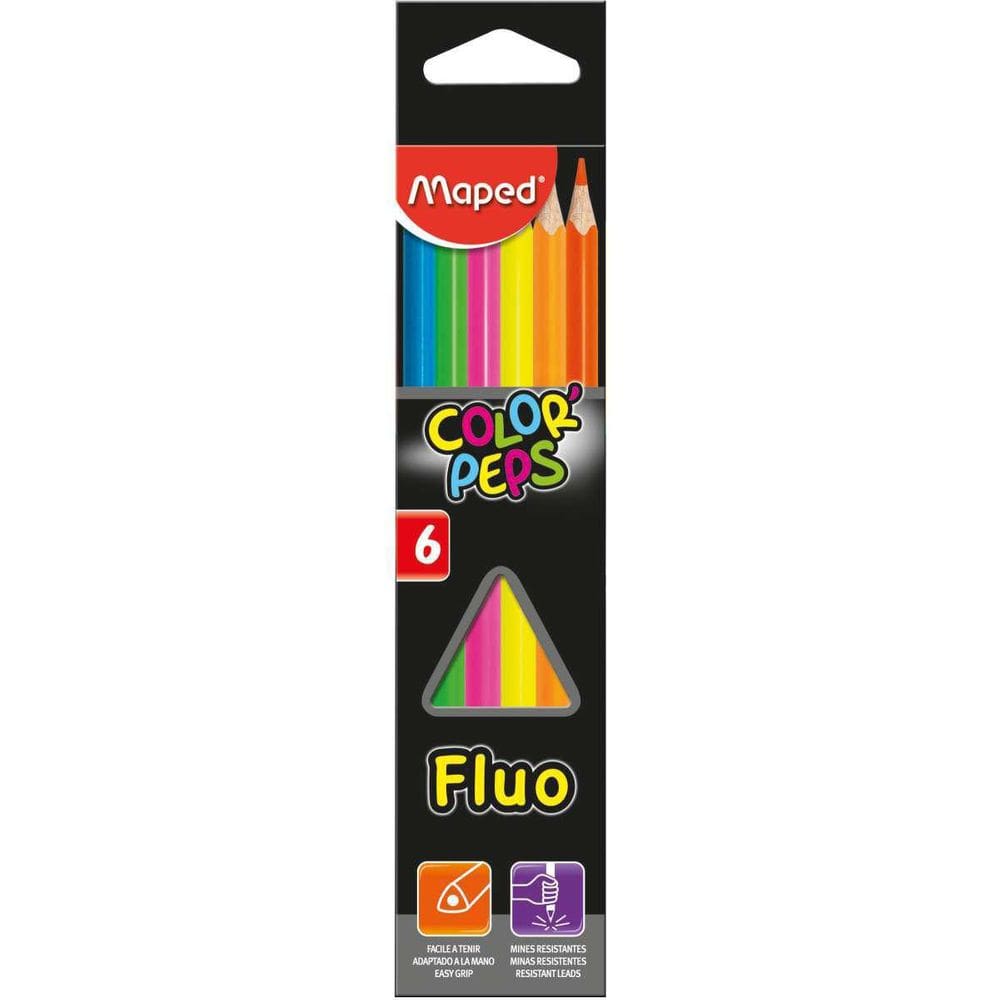 Lápis De Cor Triangular Color Peps Fluo 6 Cores