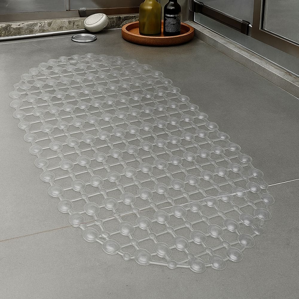 2 Tapete Box Banheiro Ventosa Antimofo PVC 34x64 Oval Ess