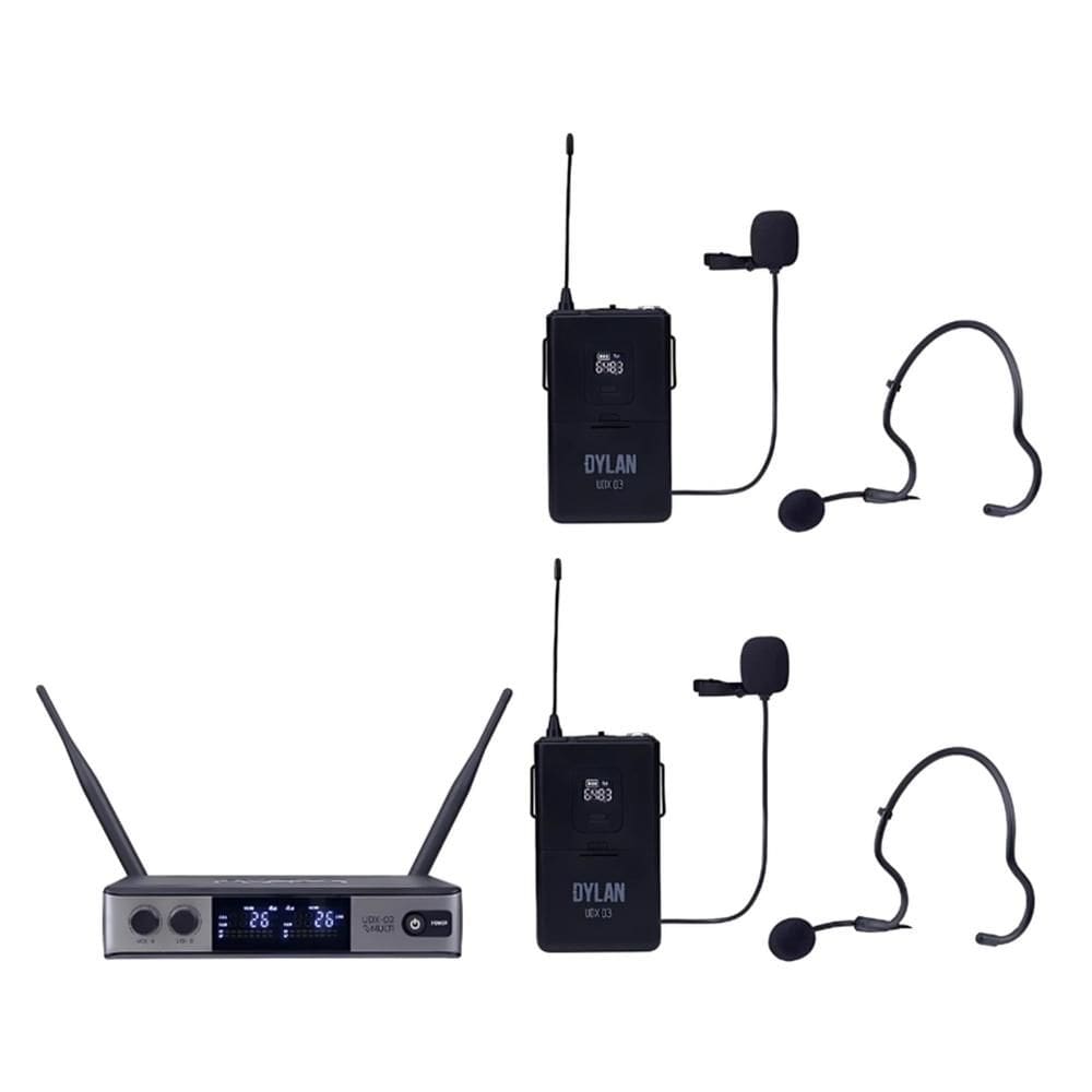 Microfone Dylan Udx-06 Multi Sem Fio Duplo Headset