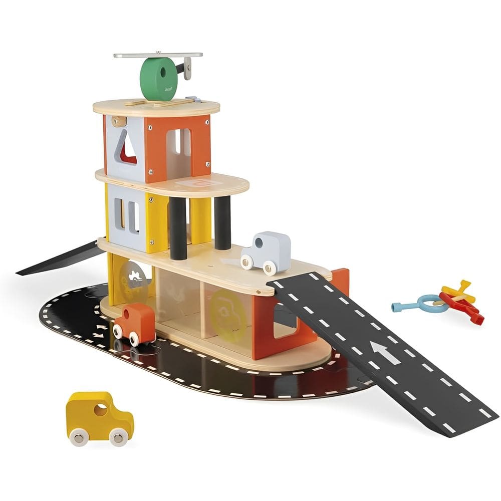 Super Garagem de Madeira Infantil Colorida Pista Infantil - Janod
