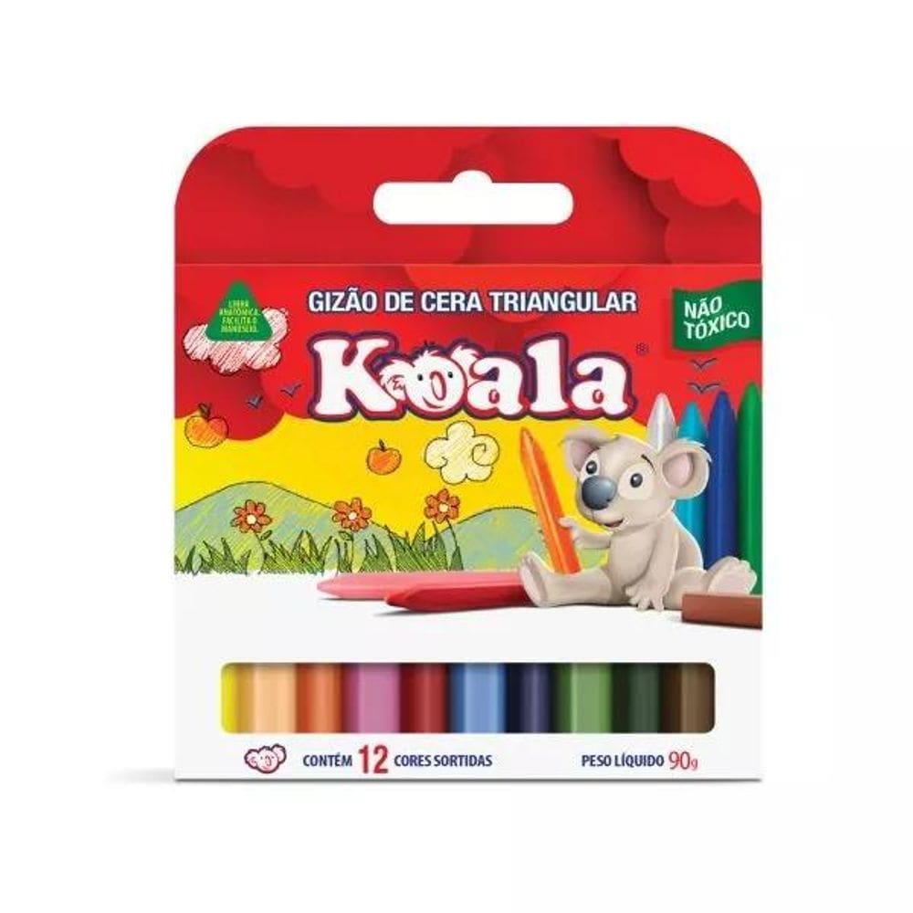 Gizão de cera Koala com 12 cores não toxico