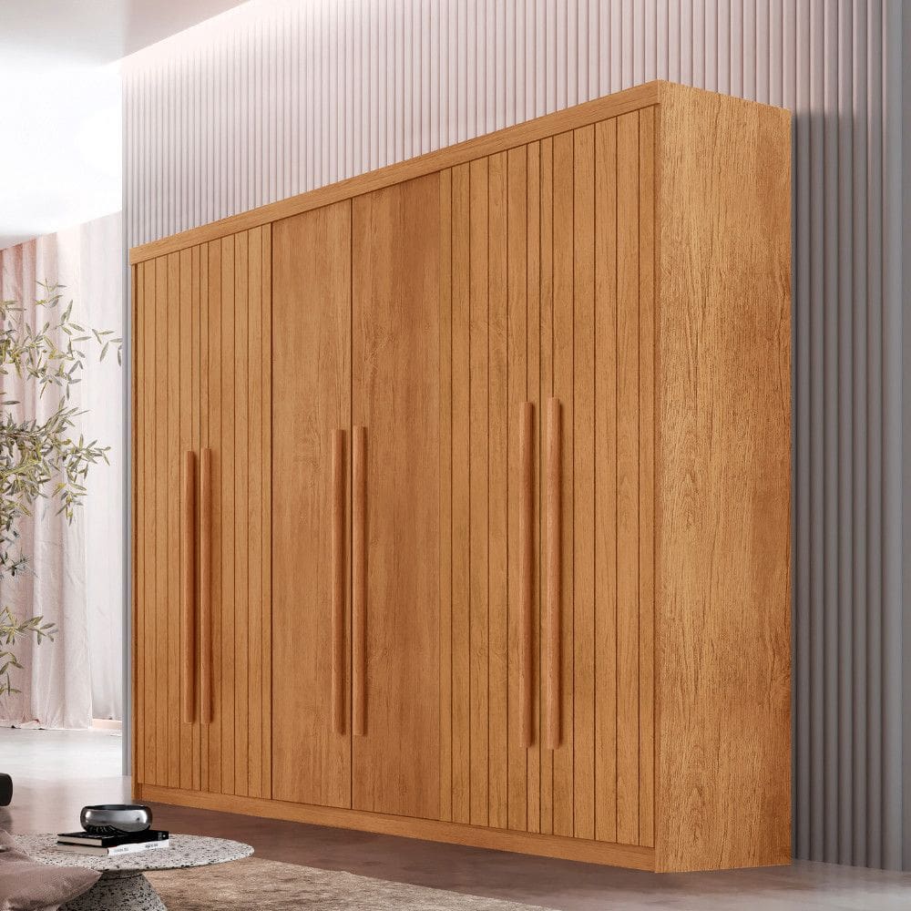 Guarda Roupa Casal Toronto 100 MDF 6 Portas e 2 Gavetas Moderna Mobília