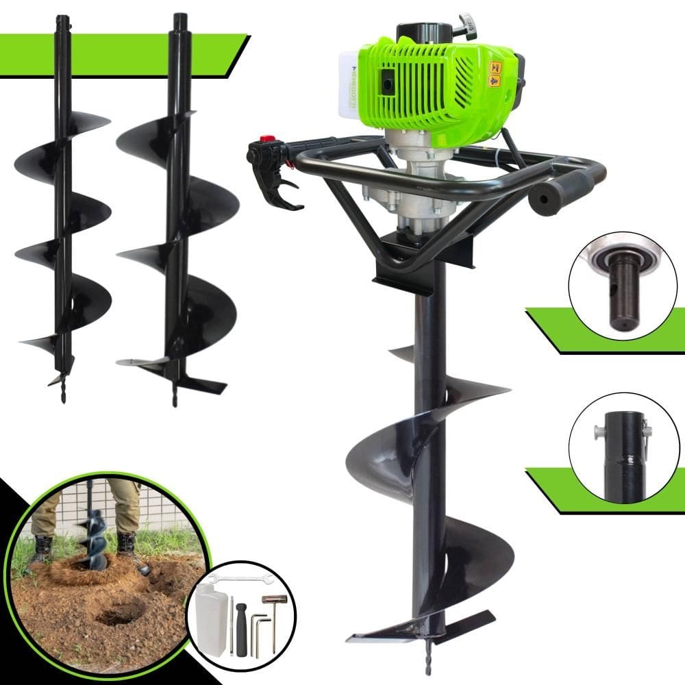 Perfurador de Solo Máquina Fura Terra Trado Motorizado Menegotti MPS52 À Gasolina 2T 52cc 1,7HP 9.000rpm + KIT 3 Brocas 80x20, 80x25 e 80x30