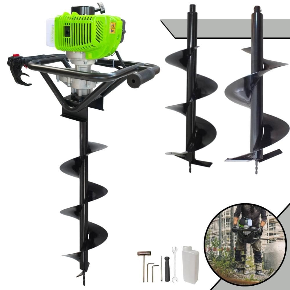 Kit Perfurador Menegotti MPS52 À Gasolina 52cc 9.000rpm 1,8HP de Potência Com Brocas 80x20cm, 80x25cm e 80x30cm Para Mourões e Reflorestamento