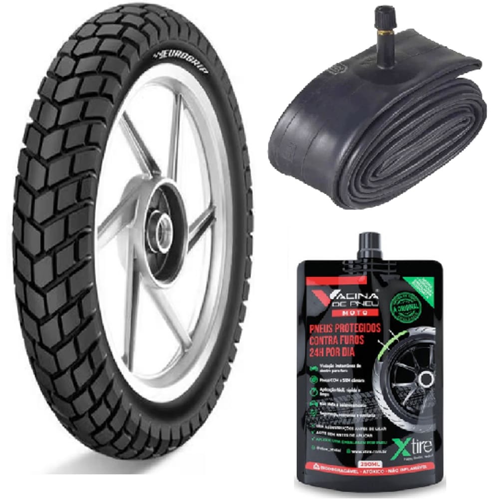 Pneu Trail Dianteiro 90/90-19 52P Terrabite Shineray Xy150gy Nxr Bros 150 160 Xre190 Xtz150 Crosser + Câmara E Vacina