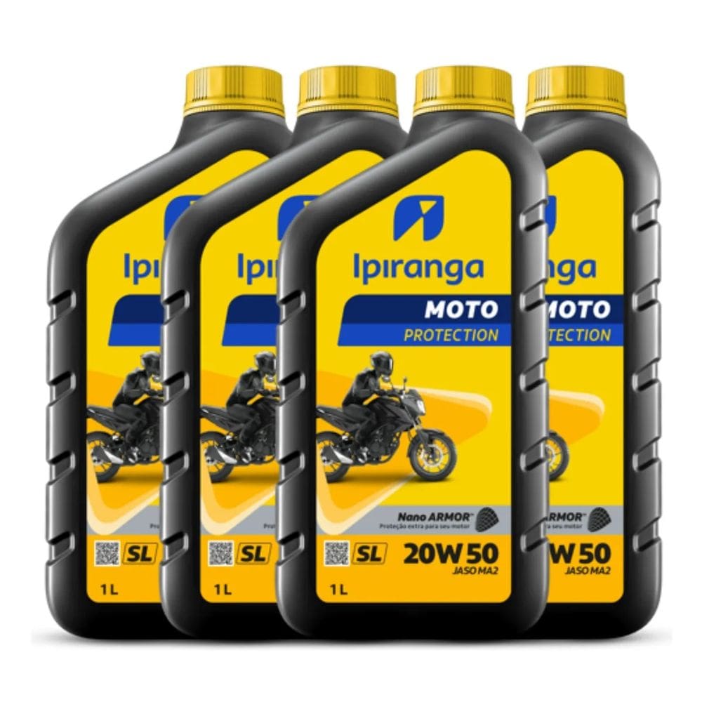 KIT TROCA OLEO MOTOR 4L 20W50 MINERAL IPIRANGA PROTECTION JASO MA2 MT09 Fazer 600 YZF R6