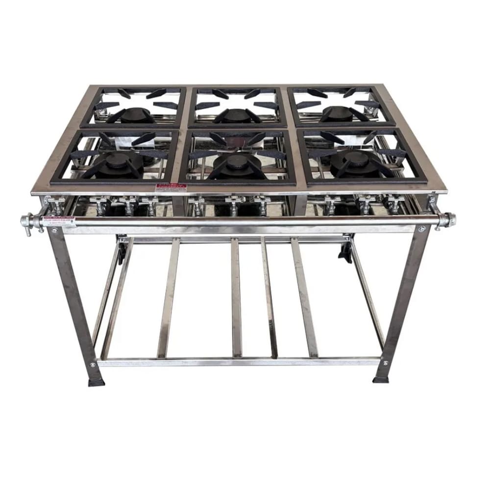 Fogão Industrial 06 Bocas 40x40 P8 Em Aço Inox Leona