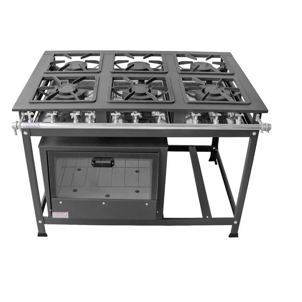 Fogão Industrial 6 Bocas 30x30 P5 Com Forno Leona