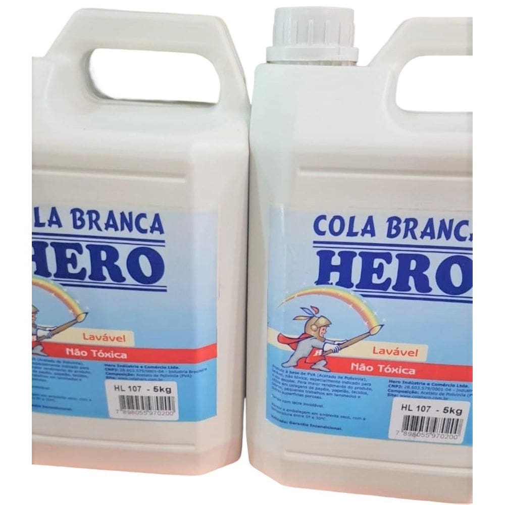 Cola Branca Lavável Galão 5 Kilos Marca Hero Atoxica Escolar