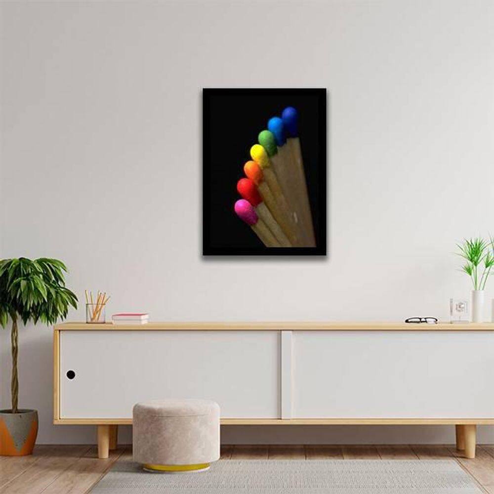 Quadro Decorativo Foto Palitos De Fósforo Coloridos 45X34Cm