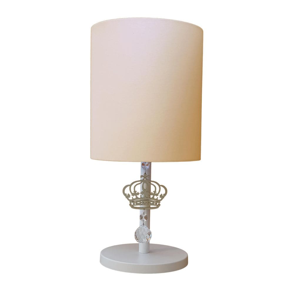 Abajur Infantil Coroa Base Branca Cúpula Cru 20X42 Bivolt