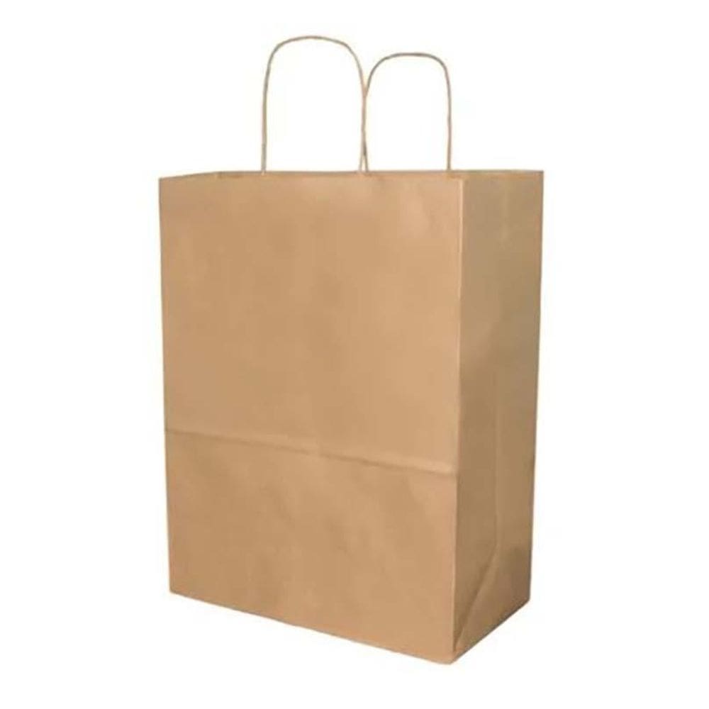 Sacola Papel Kraft 135G 18X8X24Cm Alça Colada Pacote Com 50
