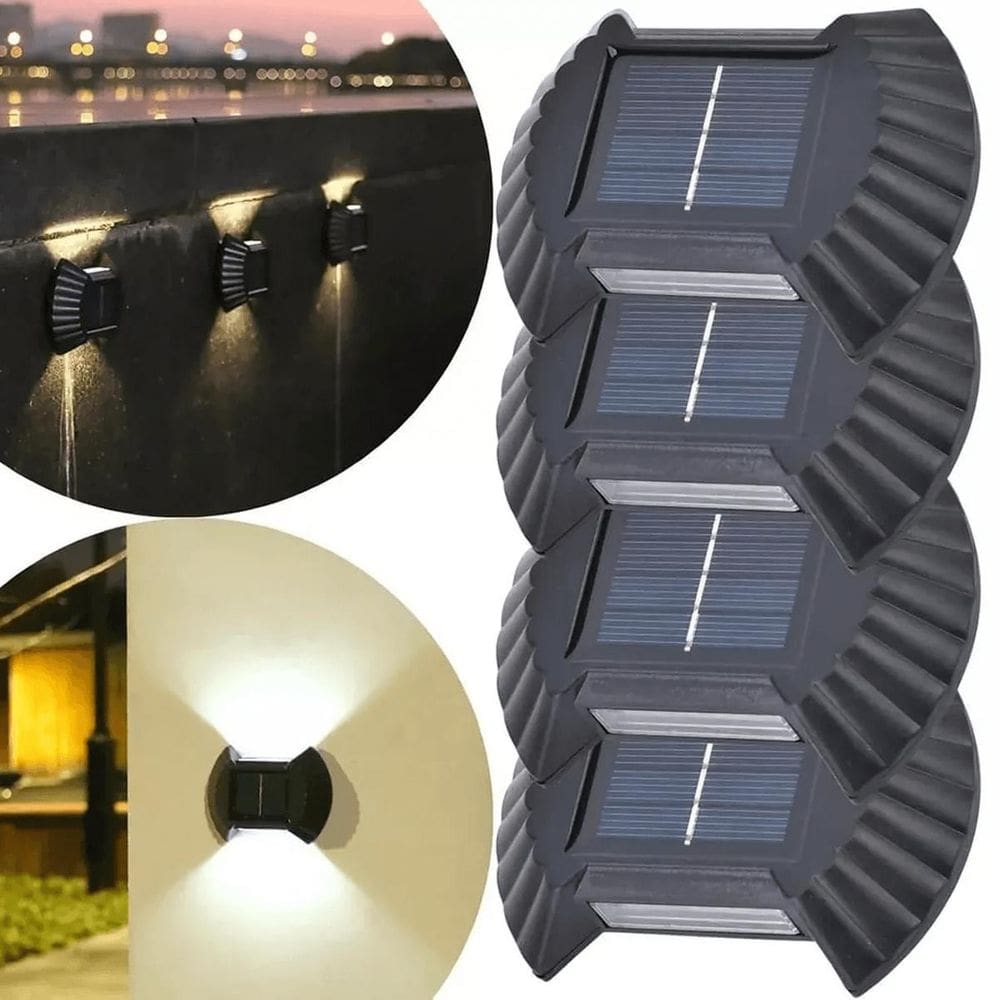 Kit 4 Mini Luminária Led Arandela Solar Recarregável Externa