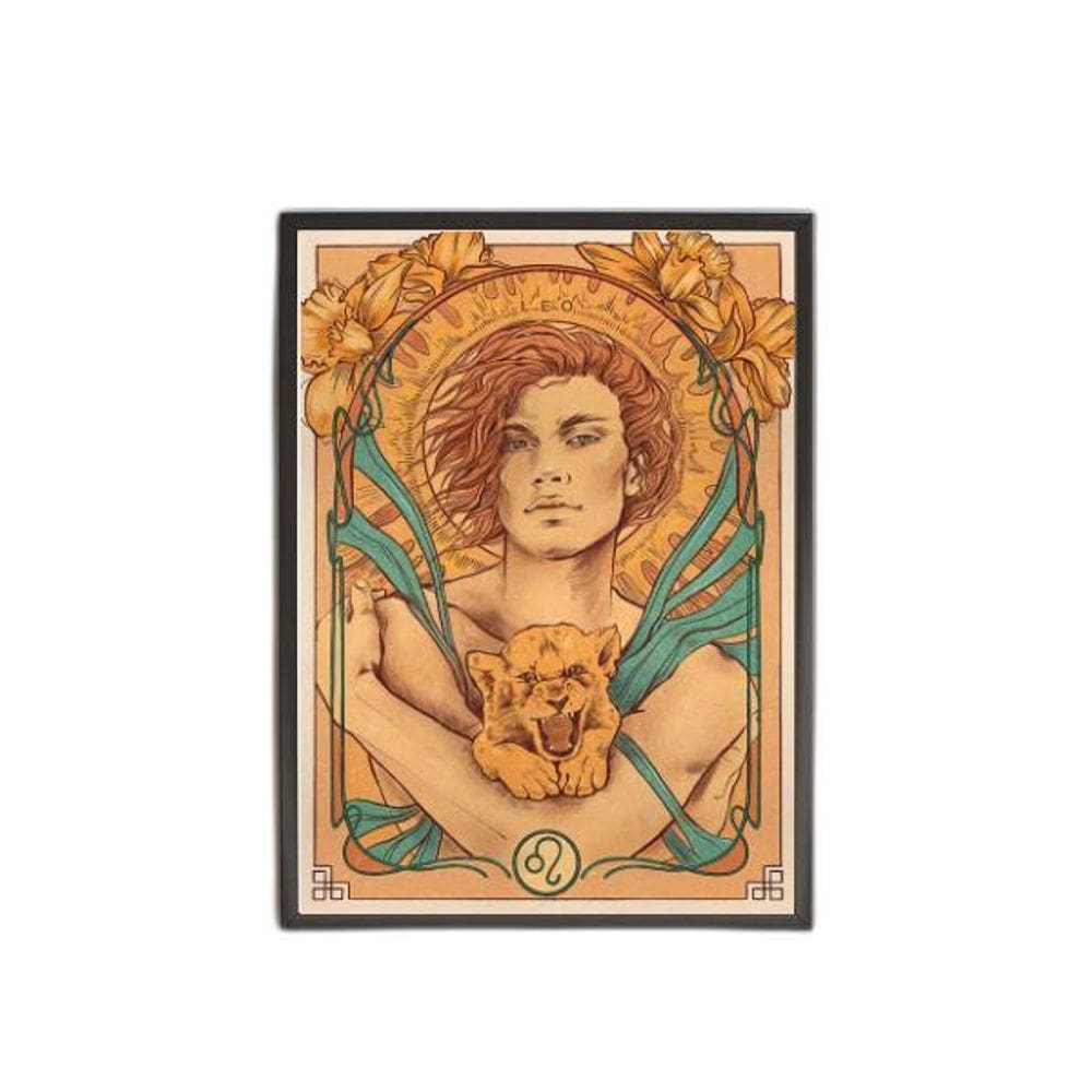 Quadro Vintage Signo Leão 24X18Cm Preta