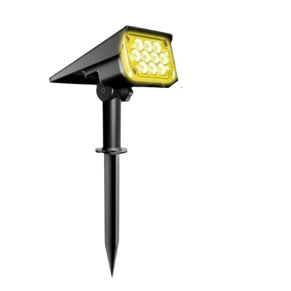 Lampada Solar Jardim Parede Led Branco Quente