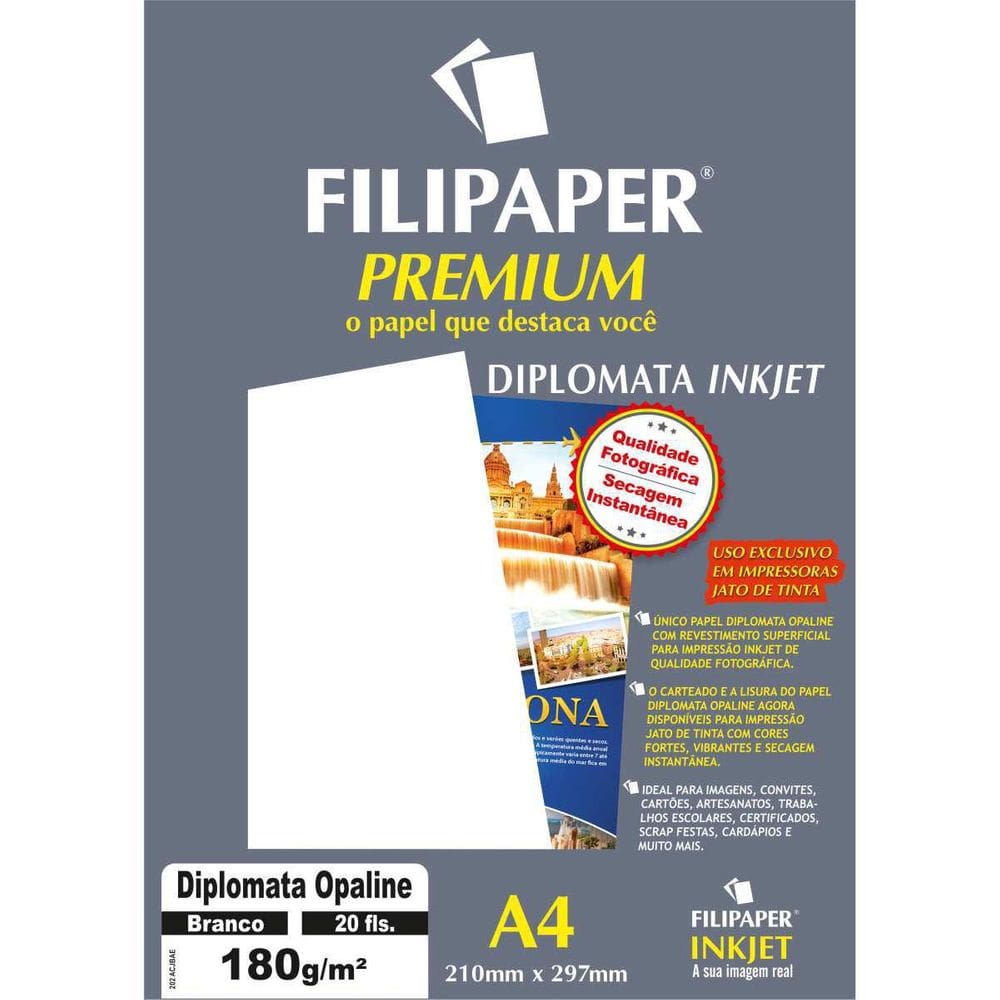 Papel A4 Diplomata Premium Branco 180G.