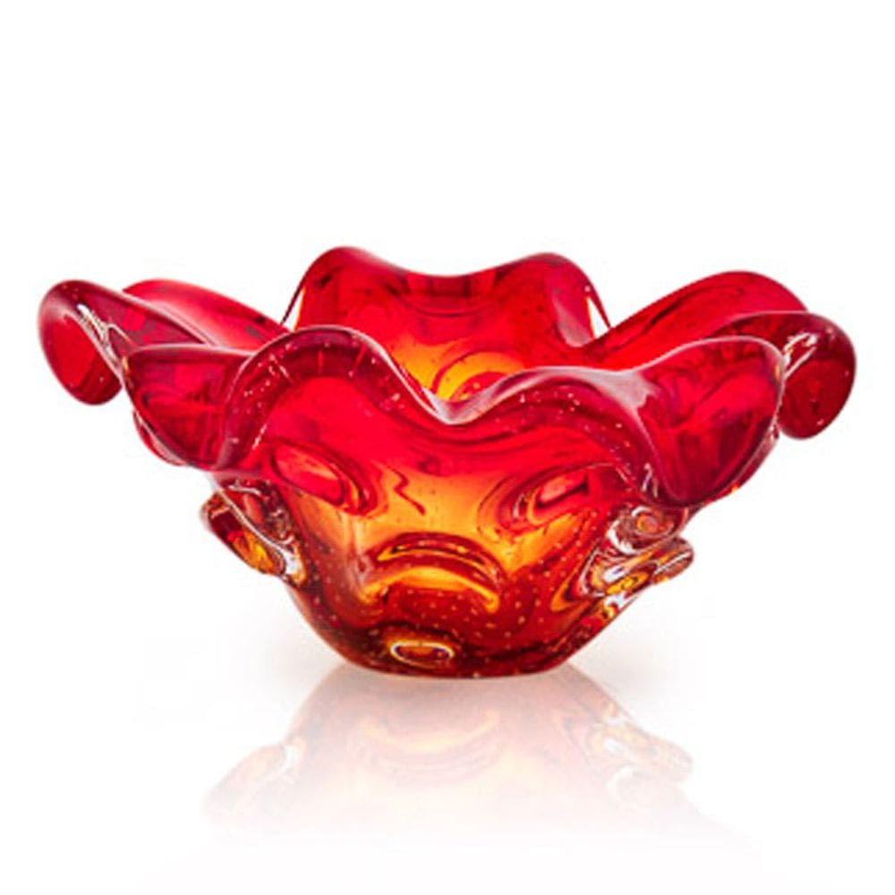 Centro De Mesa Em Cristal Murano Vermelho  São Marcos