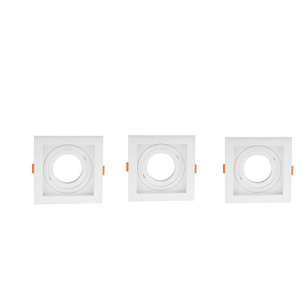 Kit 3 Spot Embutir Quarto Quadrado Branco Direcionavel Zan09