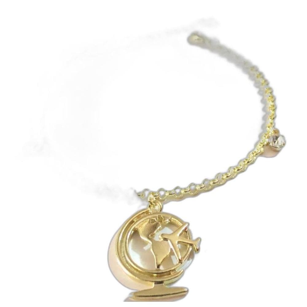 Pulseira Curso Profissão Turismo Viagem Folheado 18k