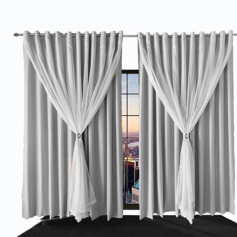 Cortina Blackout Corta Luz 7,00 X 2,40 Sala Ana Voil Branco