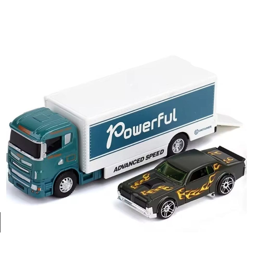 Carrinho Reboque Caminhão Die Cast Baú Verde Metal 1:64