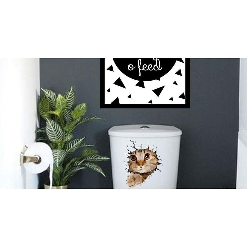 Adesivo De Vaso Sanitário 3D Gatinho