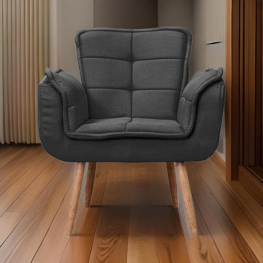 Poltrona Opala Para Sala Cadeira Elegante Com Apoio De Braço Em Veludo Sentô Preto