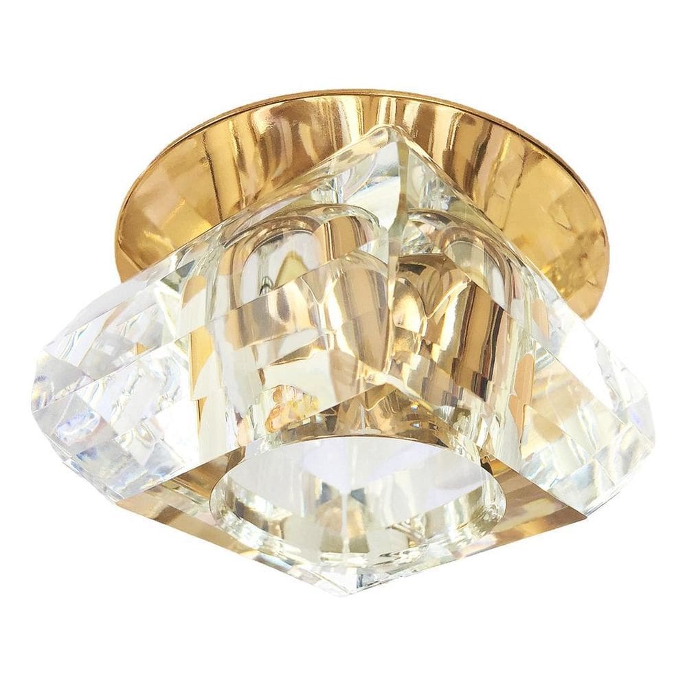 Kit 7 Luminaria Spot Cristal Dourada Embutido Sala G9 Bet11