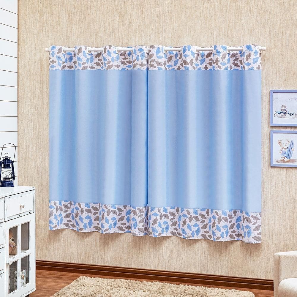 Cortina Infantil Estampada Nuvem Azul 2 Metros Menino