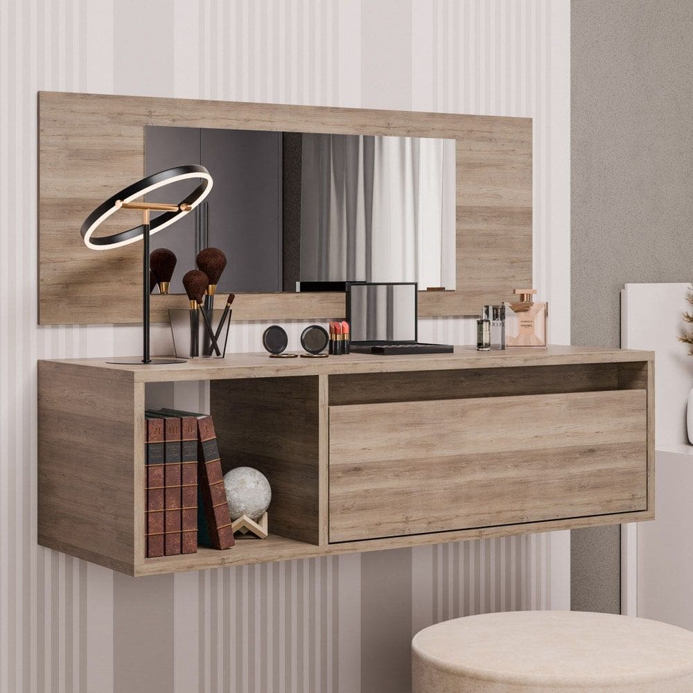 Penteadeira Camarim Eva Suspensa Com Espelho 1 Porta - SSX Multicoisas