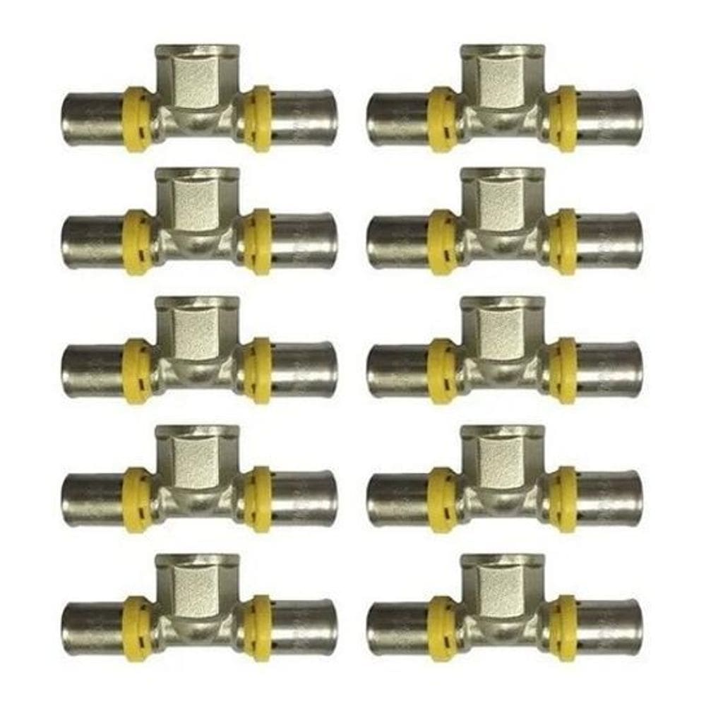Kit 10 Conector Te Pex Multicamadas Gás 16 X 1/2 I X 16Mm
