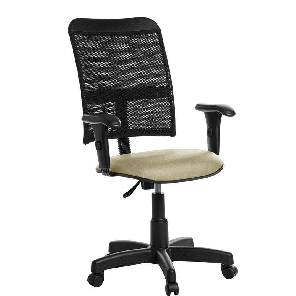 Cadeira Escritório Giratória Tela Com Braço Rce Bege