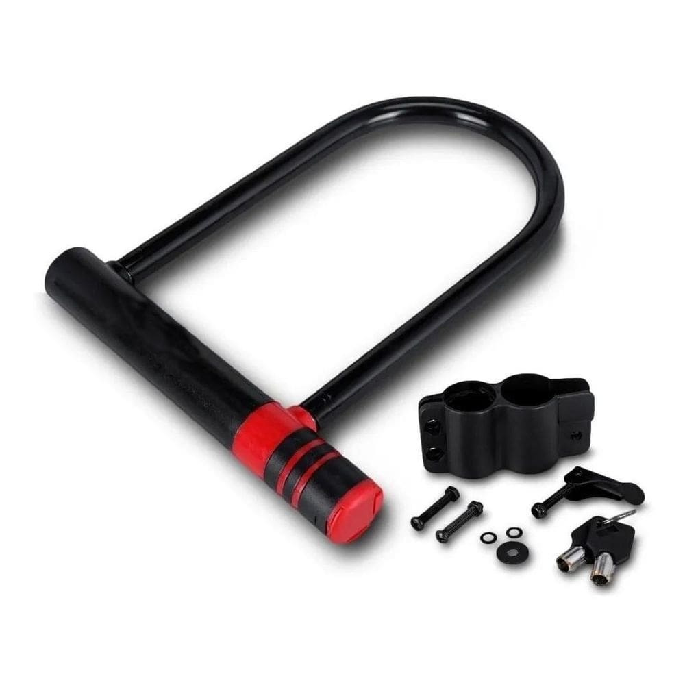 Cadeado Trava Em U-Lock Para Bike Moto Bicicleta Com Suporte