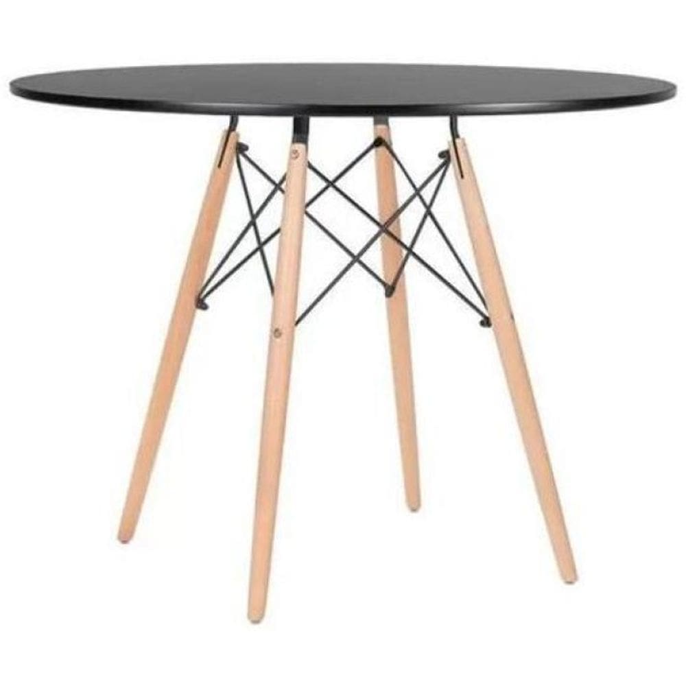 Mesa De Jantar Redonda Eames Eiffel 90Cm Preta