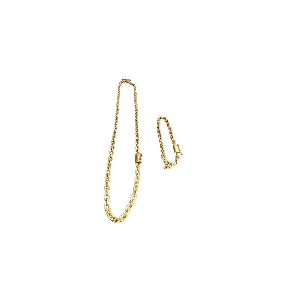 Conjunto Cordão E Pulseira Elo Cadeado
