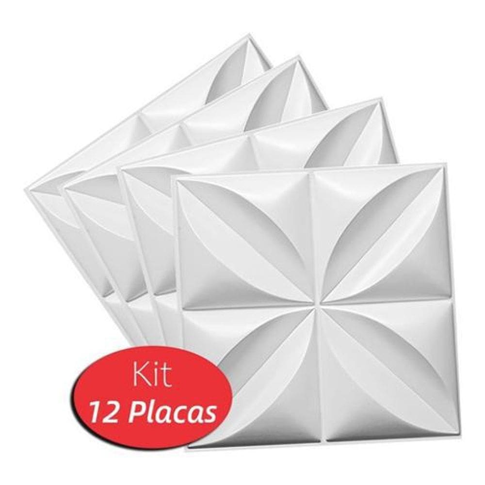 12 Placas Revestimento 3D Decorativo 50X50Cm Parede Pétalas