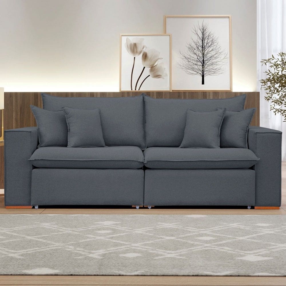 Sofá 2 Lugares Barcelona Retrátil Veludo/Cinza - Celflex Colchoes