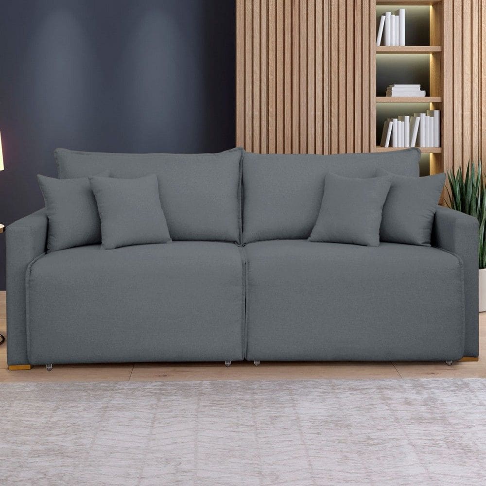 Sofá Cama 3 Lugares Júlia Retrátil e Reclinável Veludo/Cinza - Celflex