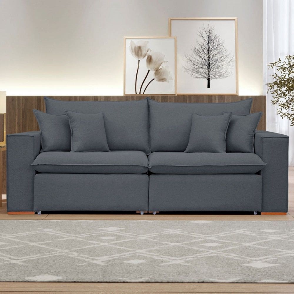 Sofá 3 Lugares Barcelona Retrátil Veludo/Cinza - Celflex