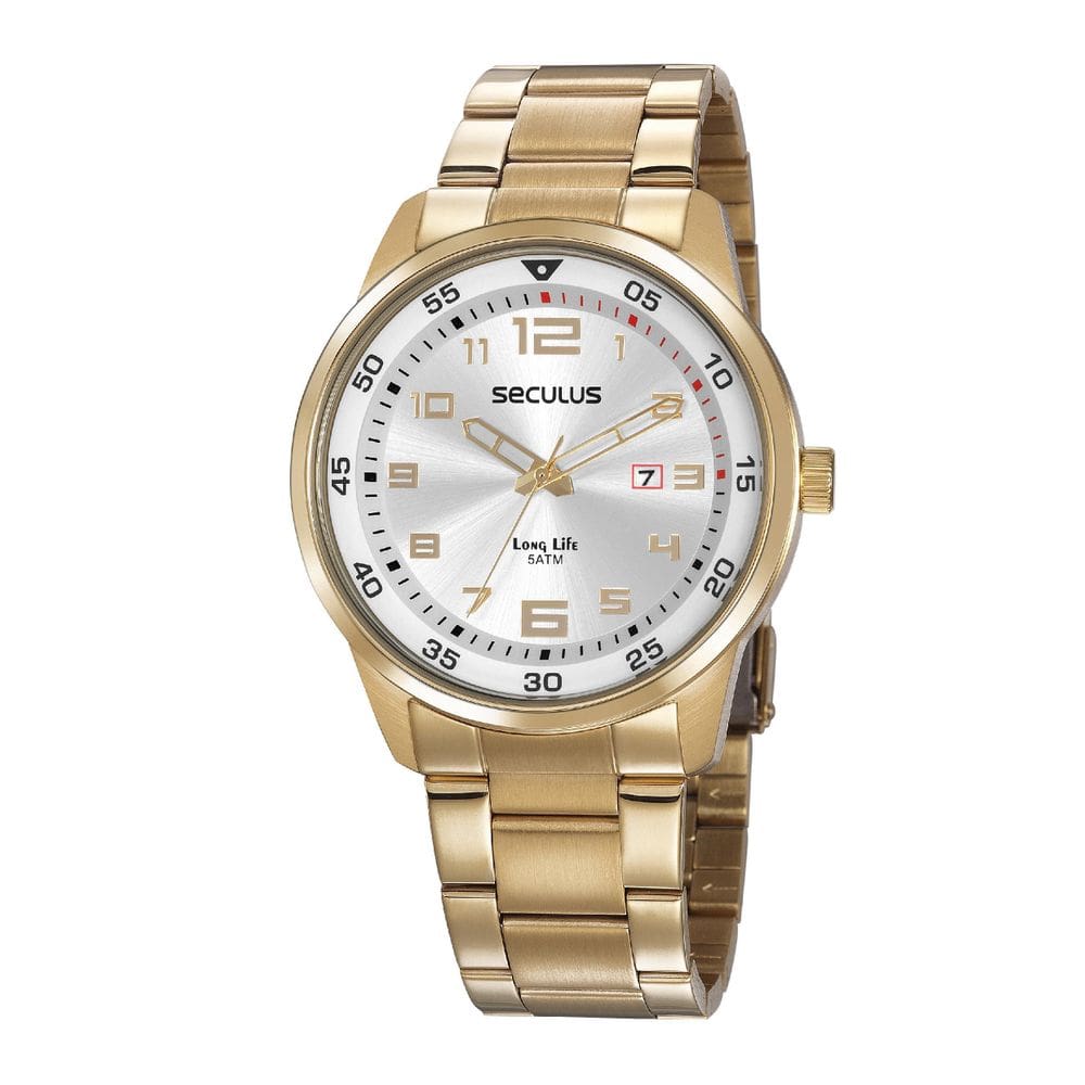Relógio Masculino Dourado Em Aço Seculus 20802Gpsvda1