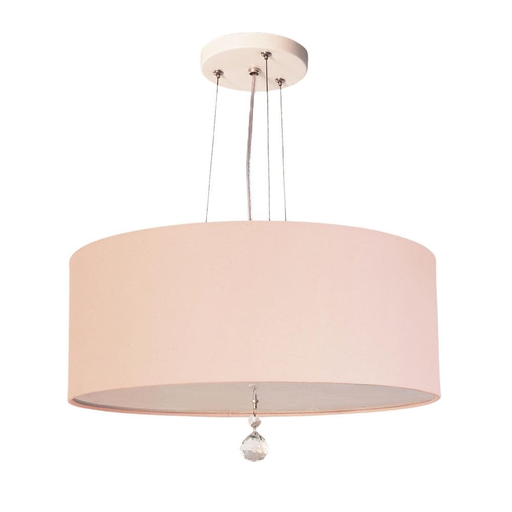 Lustre Pendente Com Cristal Cúpula Rosa 40X15 2E27