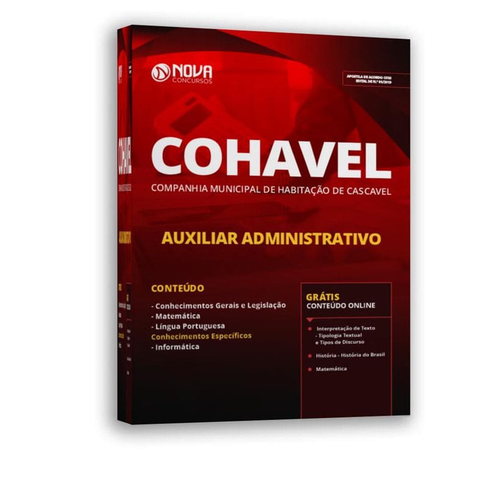 Apostila CohavelPr 2019 Auxiliar Administrativo