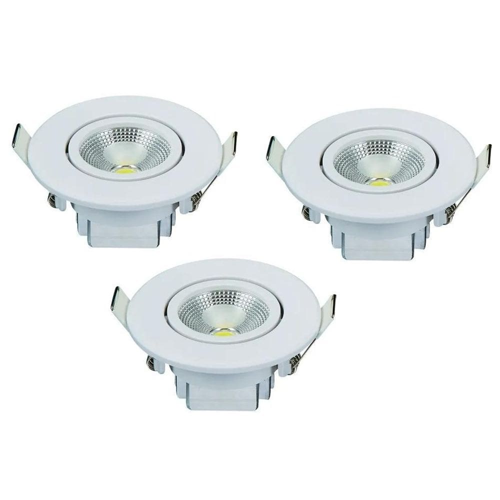 Kit 3 Spot Led Direcionavel Redondo Embutir 6W 6500K
