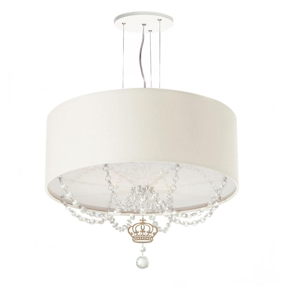 Lustre Pendente Infantil Coroa Cúpula Branca 50X15 3E27