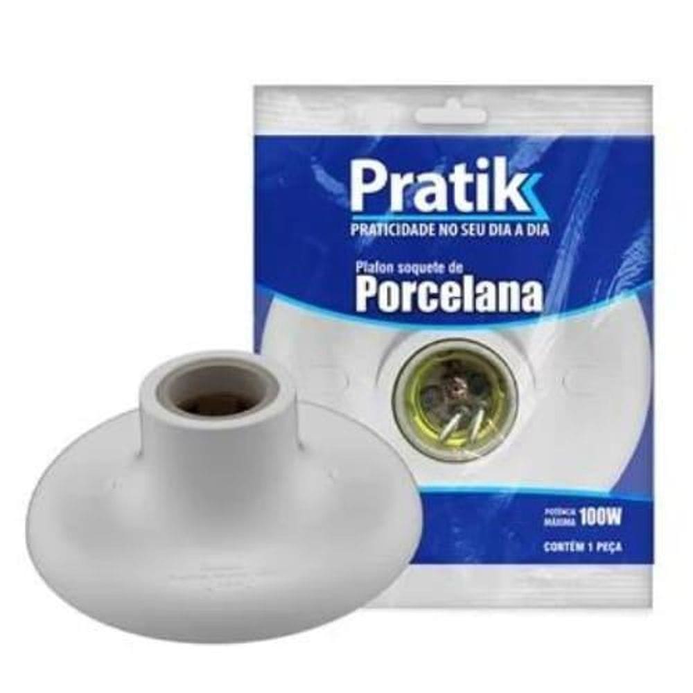 Plafon Soquete Porcelana Branco E27 100W Com Aditivo Anti-Uv