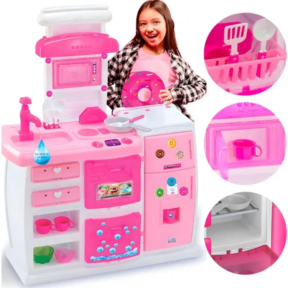 Doce Cozinha Brinquedo Sai Agua Com Acessorios Magic Toys 7902
