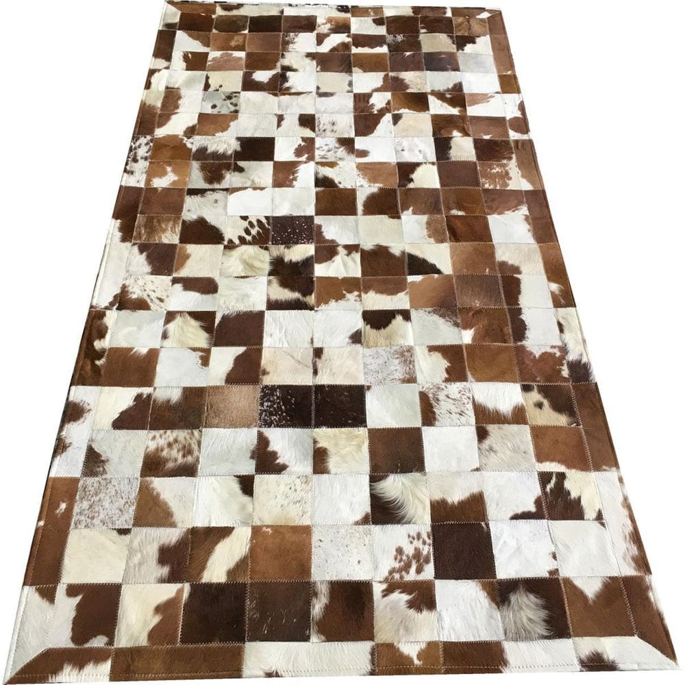 Tapete De Couro Castanho Malhado 1,00X2,00 Com Borda Pç 10