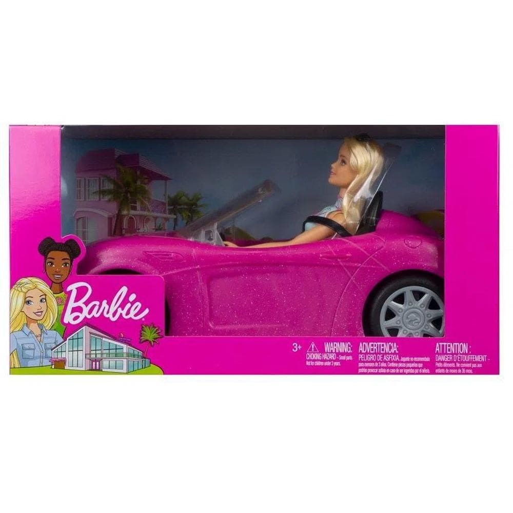 Boneca Barbie e Veículo Carro Conversível com Boneca Mattel