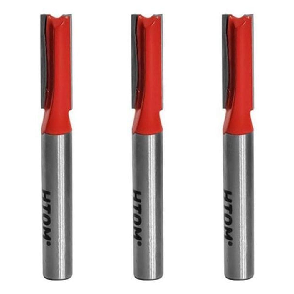 Kit 3 Fresa Reta 1/4 Haste 1/4 Corte Duplo Metal Duro Tupia