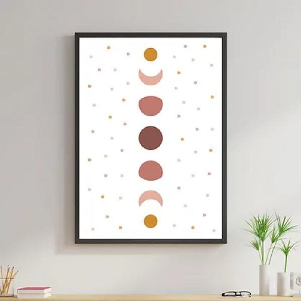 Quadro Sequência De Luas Boho 60X40Cm